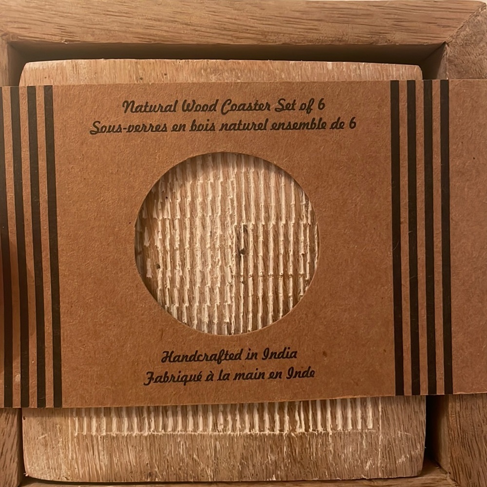 Natural wood coaster set of six